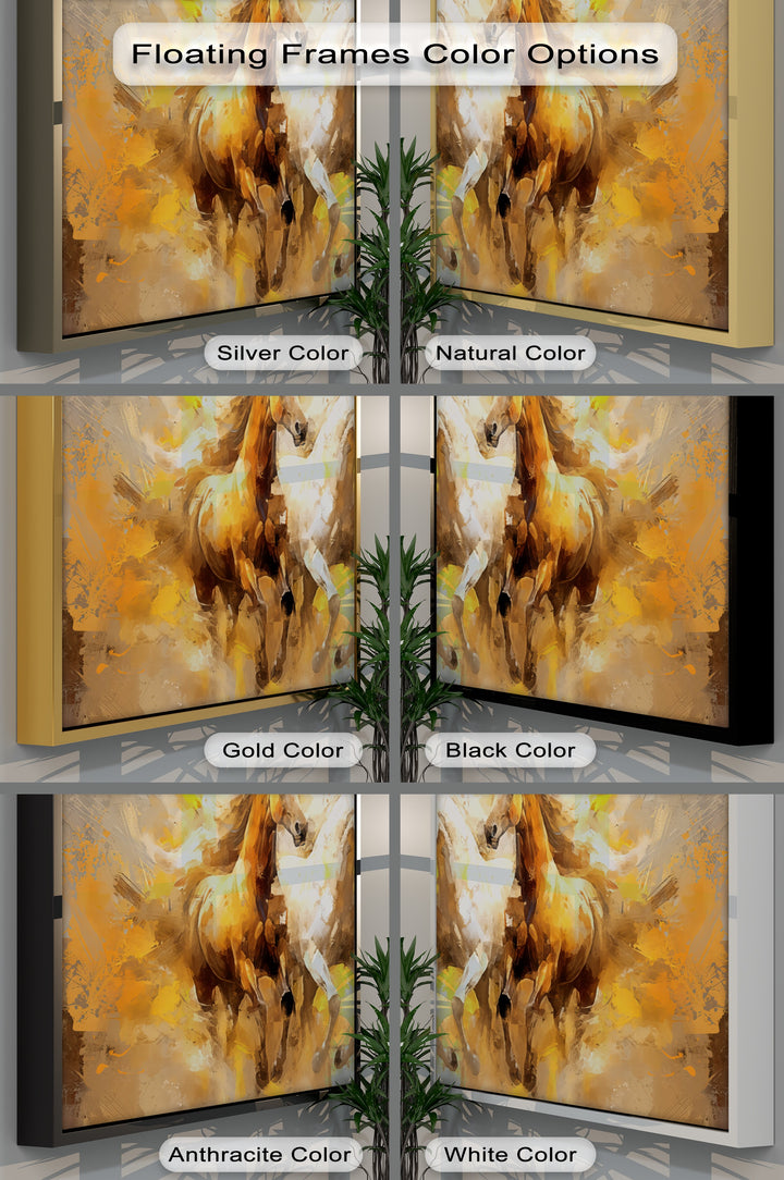 Galloping Horses Through Autumn Light - Horse Canvas Print