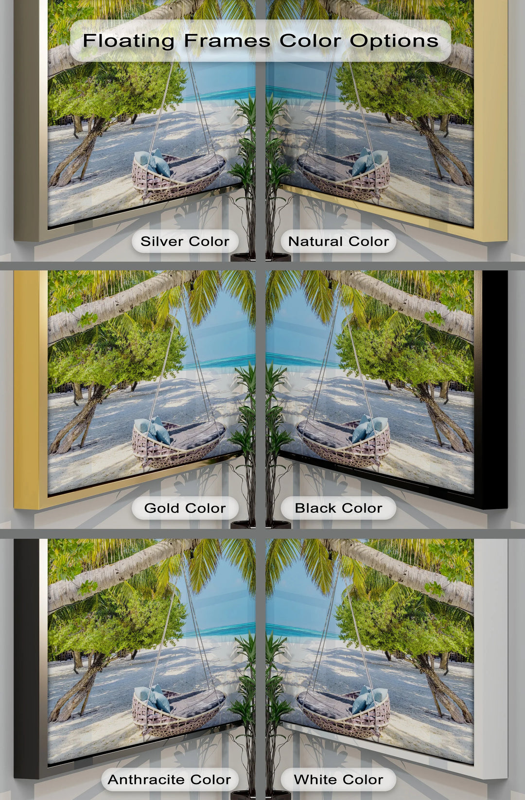 Hammock on a White Sand Beach - Landscape Canvas Print