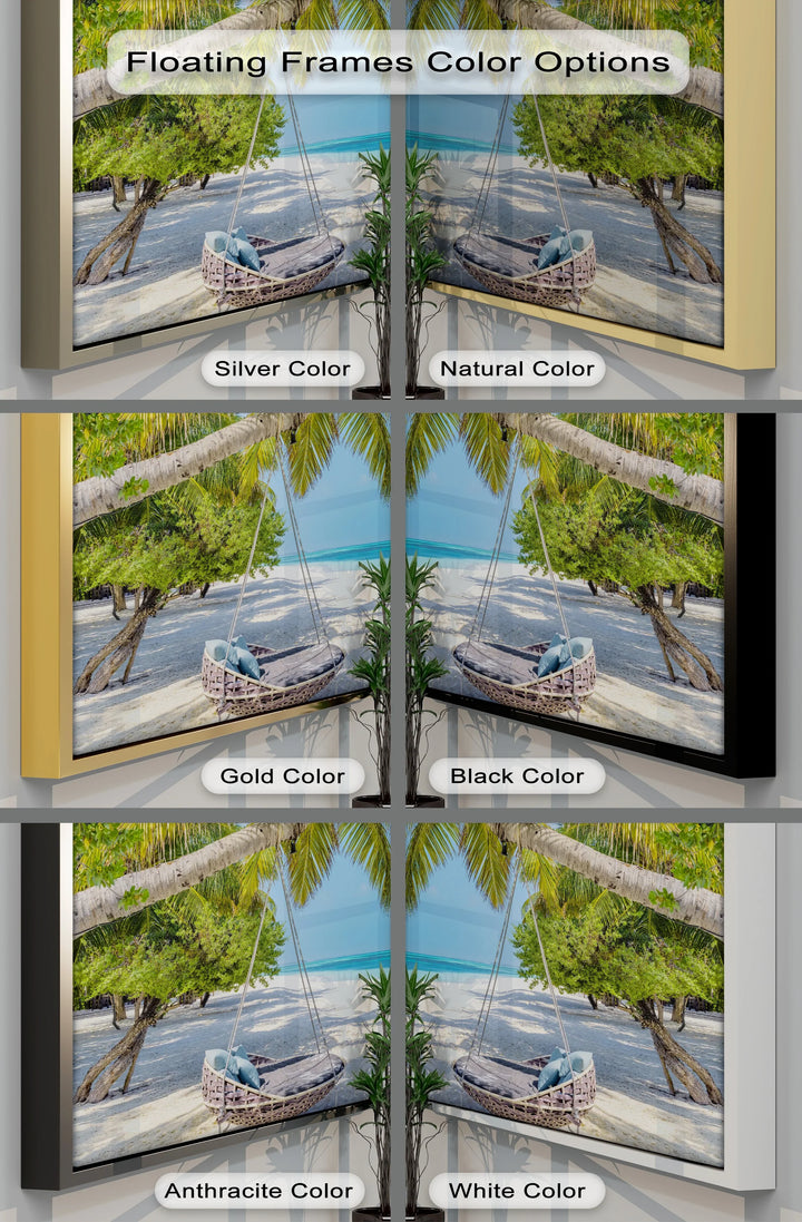 Hammock on a White Sand Beach - Landscape Canvas Print