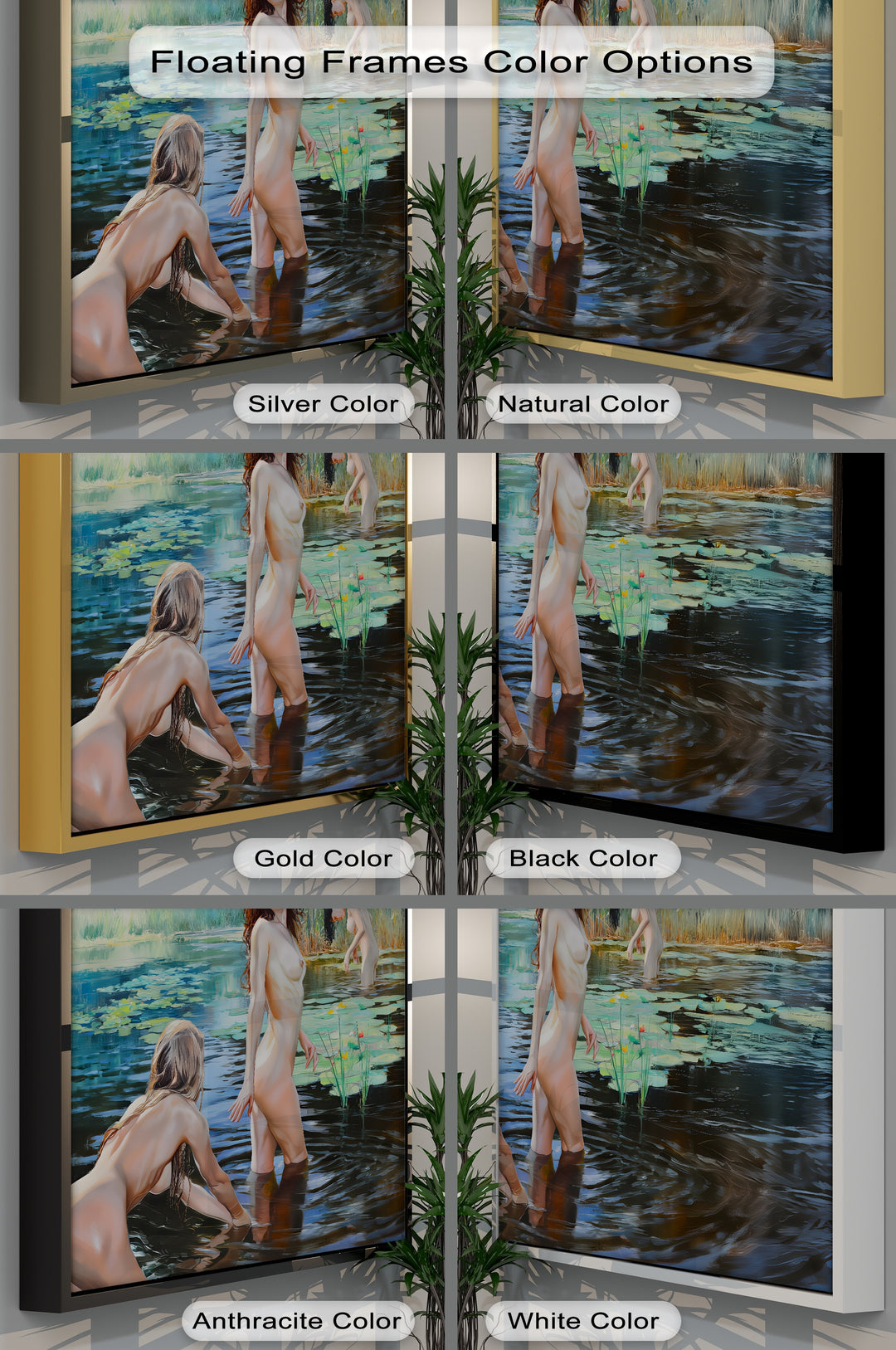 Water Lilies and Whispers – Nude Erotic Canvas Wall Art | Sexy Art