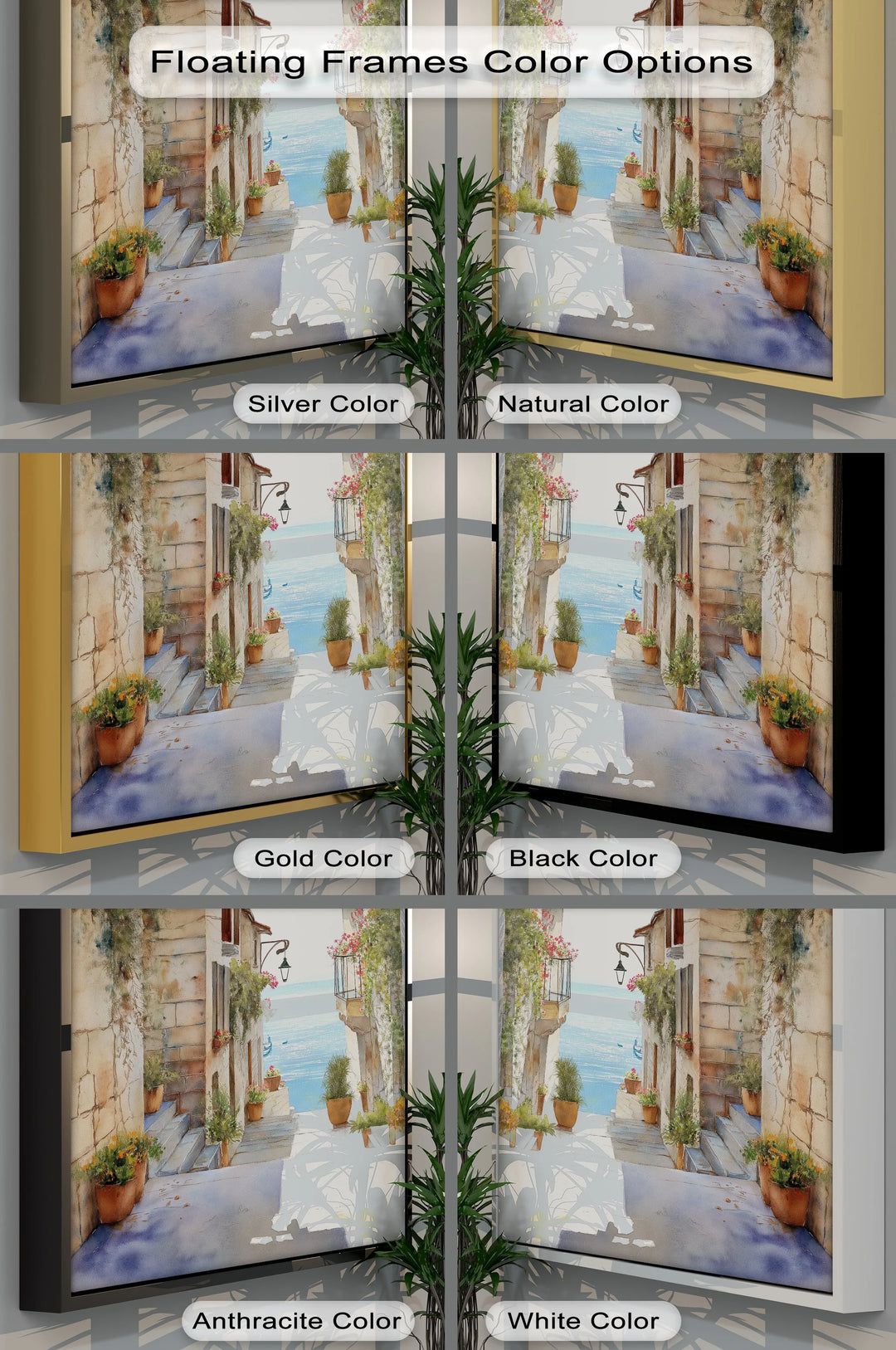 Sunlit Coastal Alley with Sea View – Canvas Print - MyPhotoStation