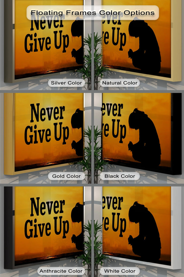 Never Give Up – Inspirational Silhouette Canvas Print