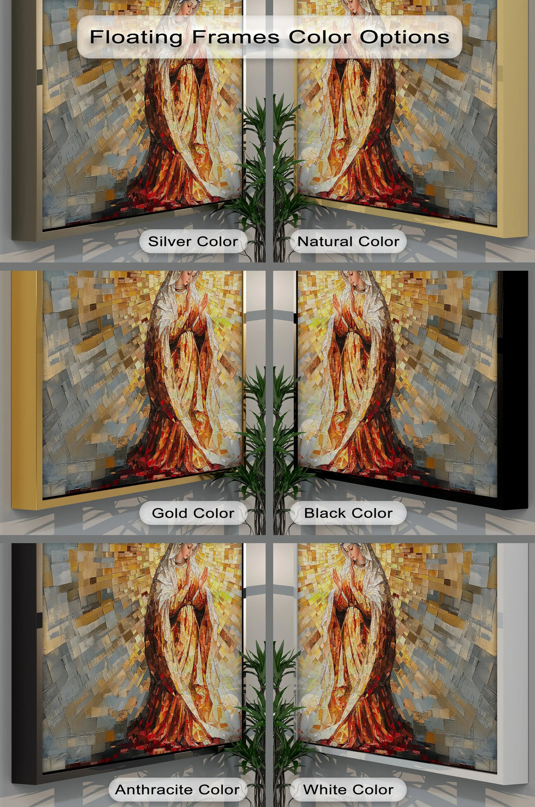Radiant Grace – Virgin Mary Mosaic Style Canvas Print - MyPhotoStation