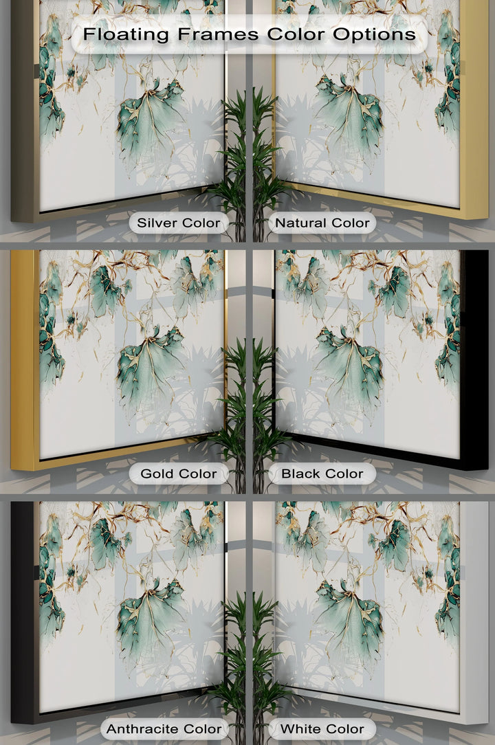 Golden Veins & Teal Leaves – Canvas Print - MyPhotoStation