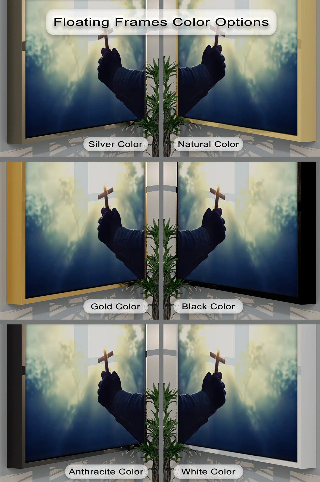 Faith in the Light – Hand Holding Cross in Sunrise Canvas Print