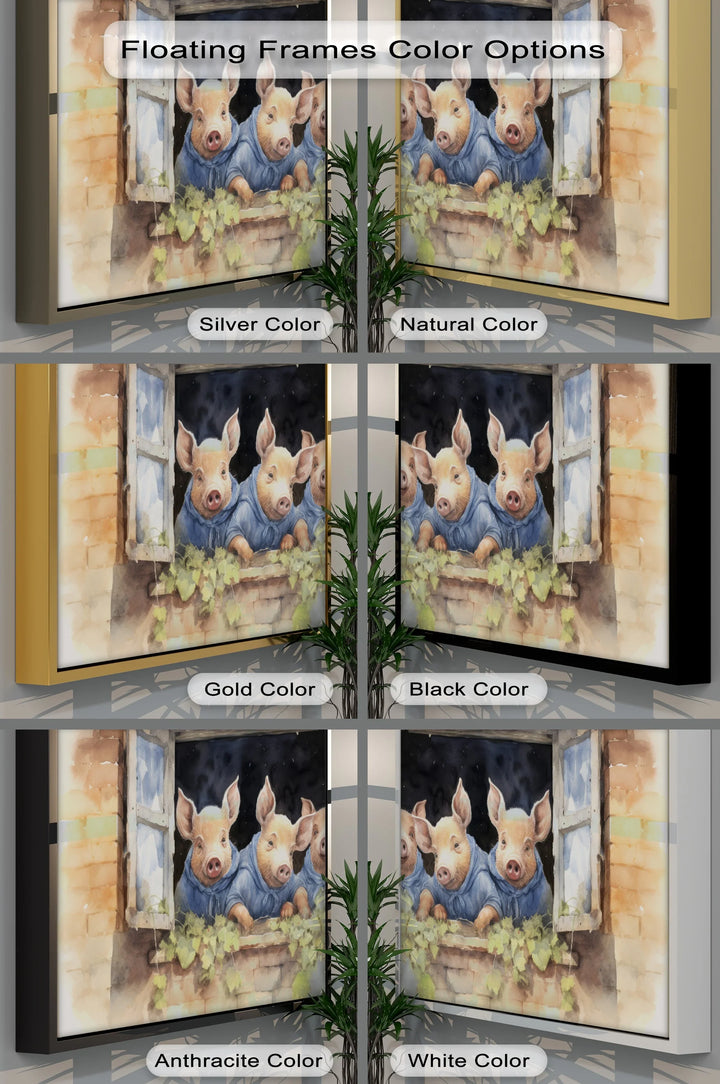 Three Little Pigs at the Window – Animal Canvas Print - MyPhotoStation
