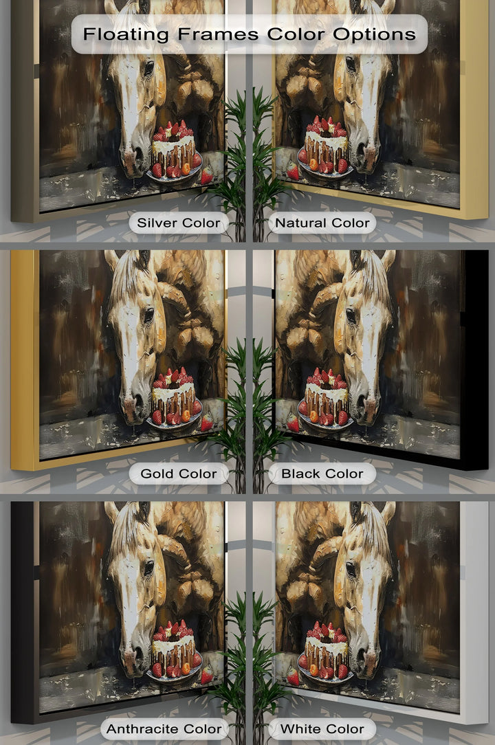 Sweet Tooth Stallion – Horse with Strawberry Cake Animal Canvas Print - MyPhotoStation