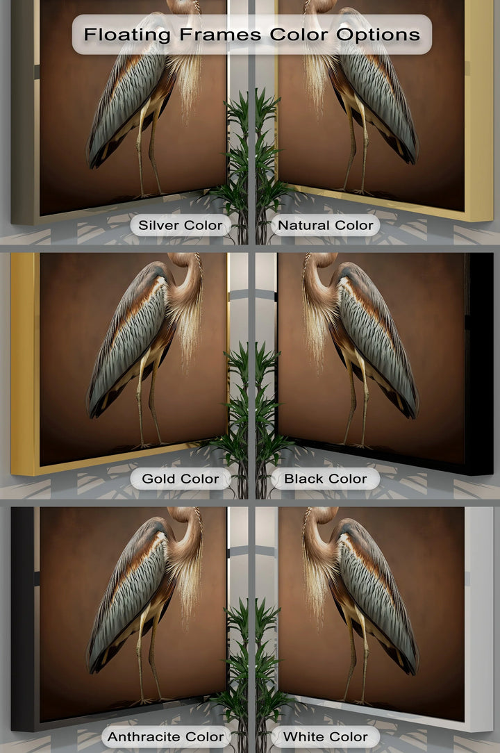 Elegant Heron on Earth Tones – Bird Portrait Canvas Print - MyPhotoStation