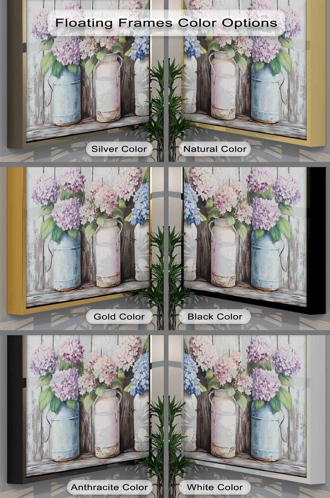 Rustic Hydrangeas in Vintage Milk Cans – Kitchen Canvas Prints - MyPhotoStation