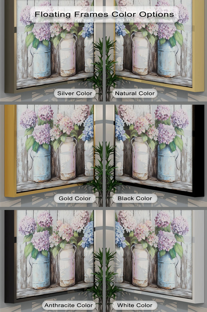 Rustic Hydrangeas in Vintage Milk Cans – Kitchen Canvas Prints - MyPhotoStation