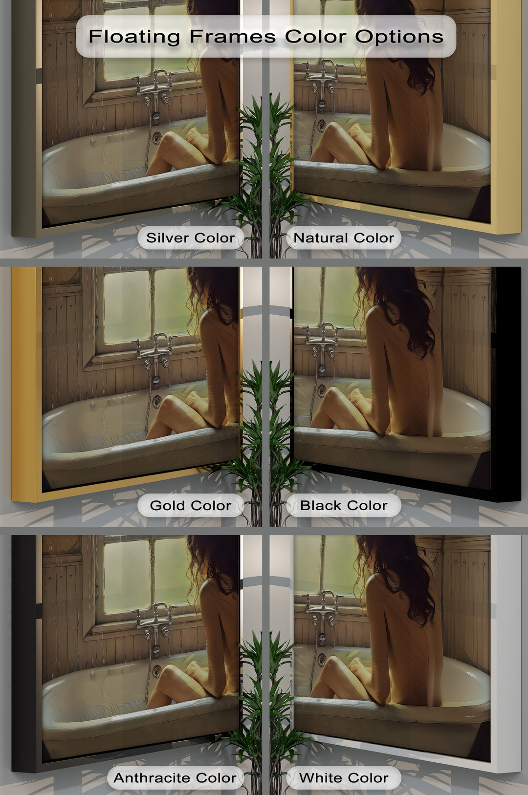 Solitude in the Rain – Erotic Bathtub Canvas Wall Art | Nude Art