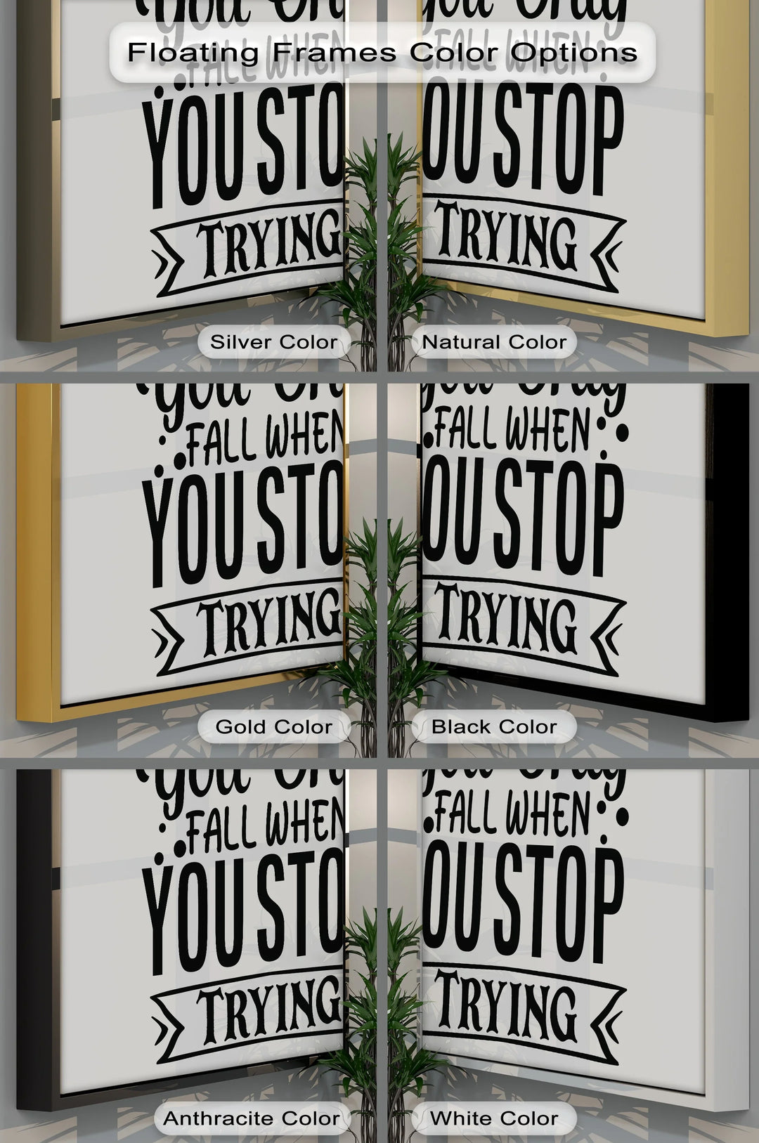 You Only Fall When You Stop Trying – Motivational Quote Canvas Print