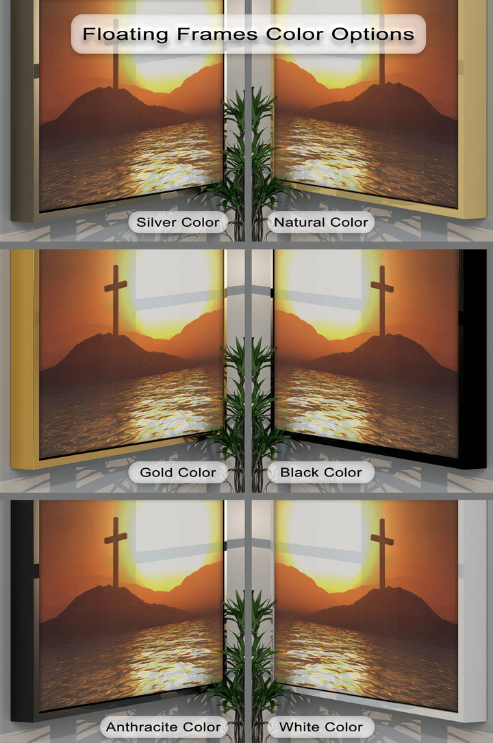 Sunset Cross on the Hill – Peaceful Christian Canvas Print