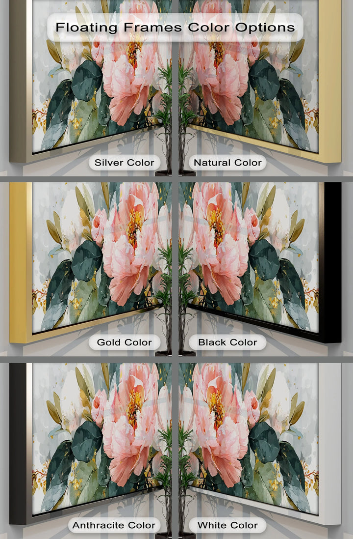 Blossoming Grace – Watercolor Peony and Rose Canvas Print - MyPhotoStation