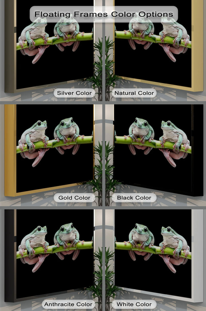 Trio of Tree Frogs on Bamboo – Animal Canvas Print - MyPhotoStation