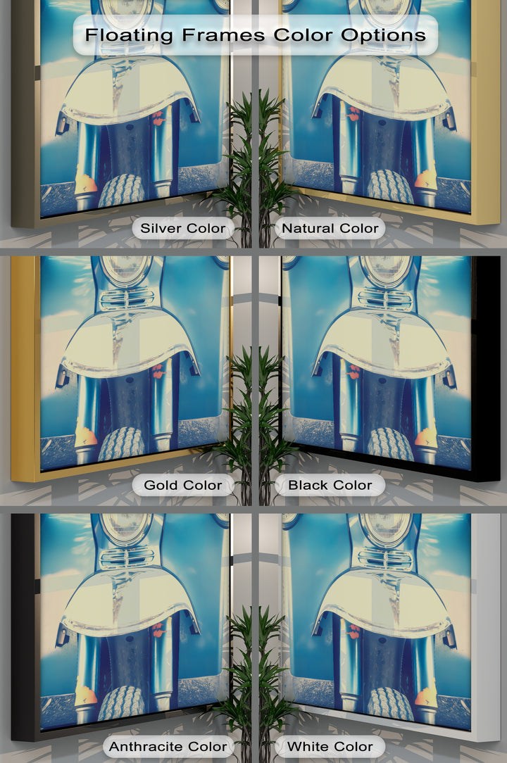 Chrome Nostalgia – Retro Blue Scooter Front Canvas Print
