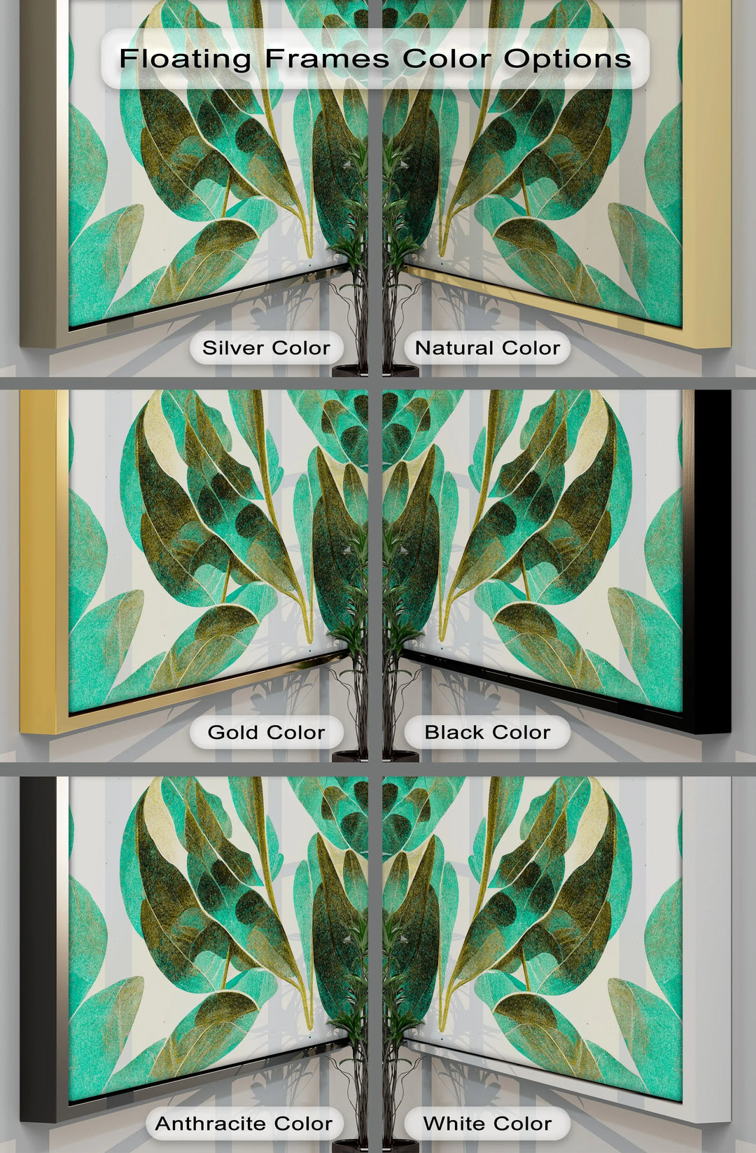 Tropical Motion – Teal and Olive Leaf Abstract Canvas Print - MyPhotoStation