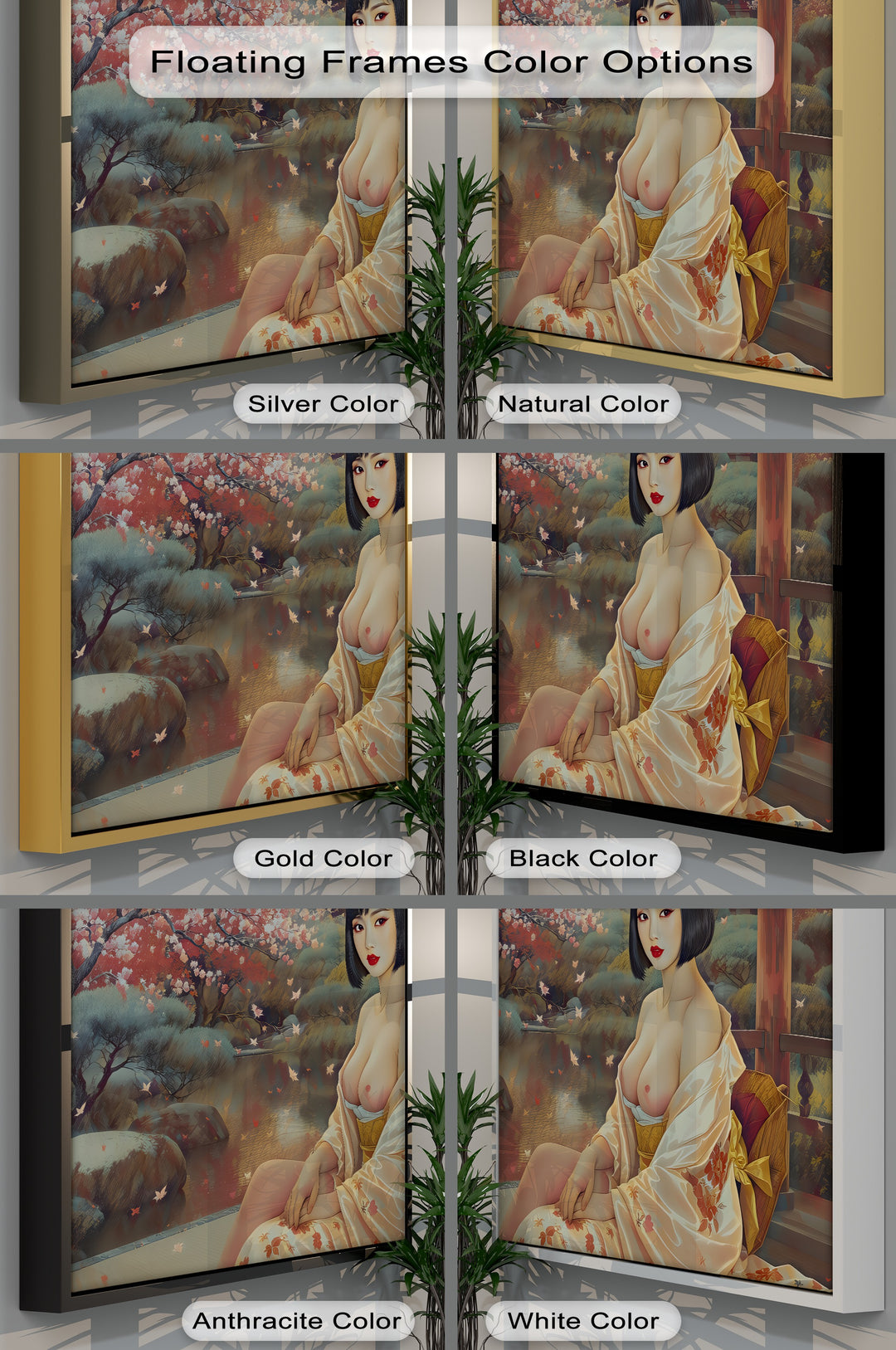 Blossom Reverie – Erotic Nude Canvas Print | Japanese Wall Art