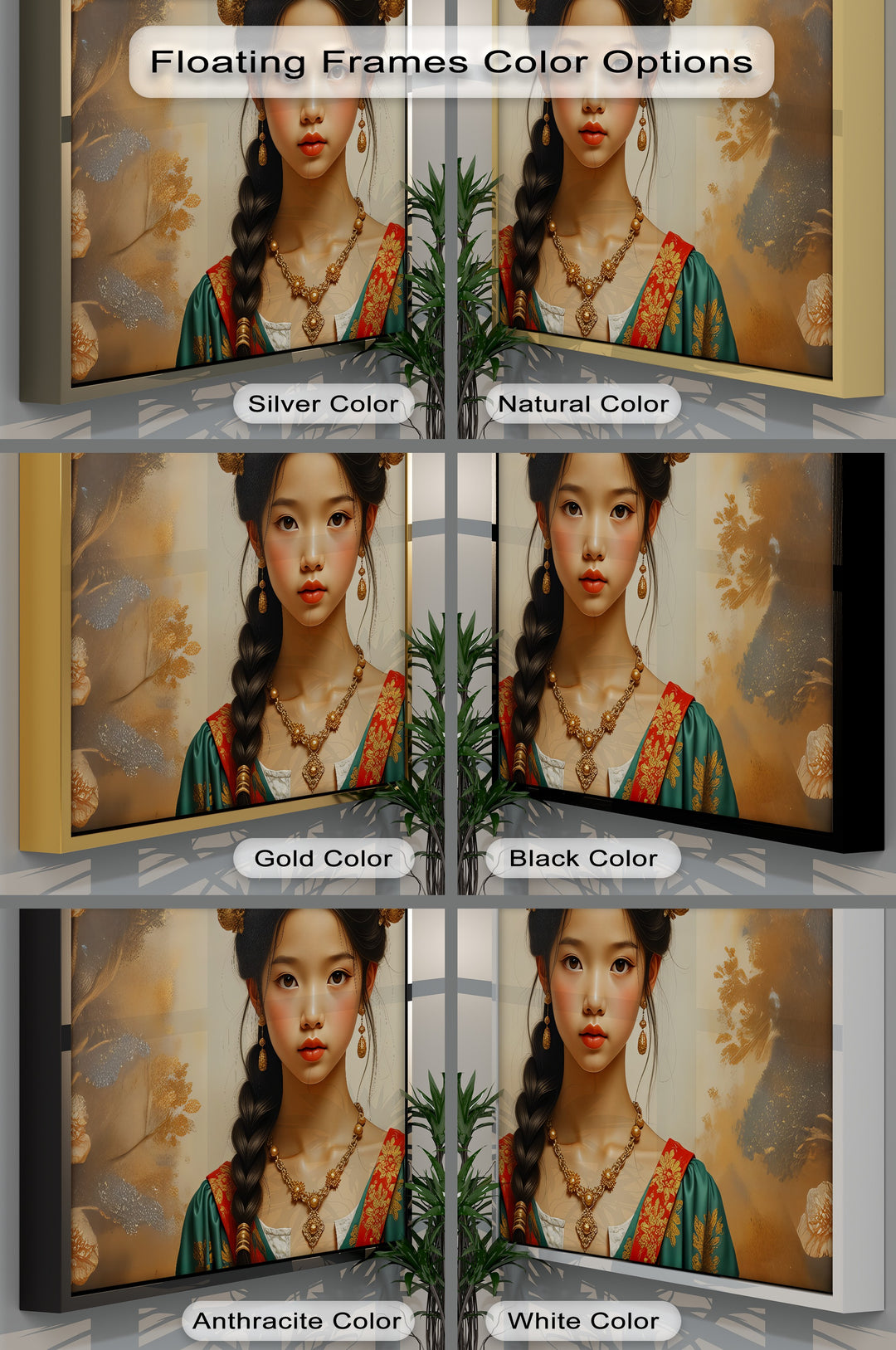 Golden Grace – Oriental Princess Portrait Canvas Wall Art | Biggest Canvas