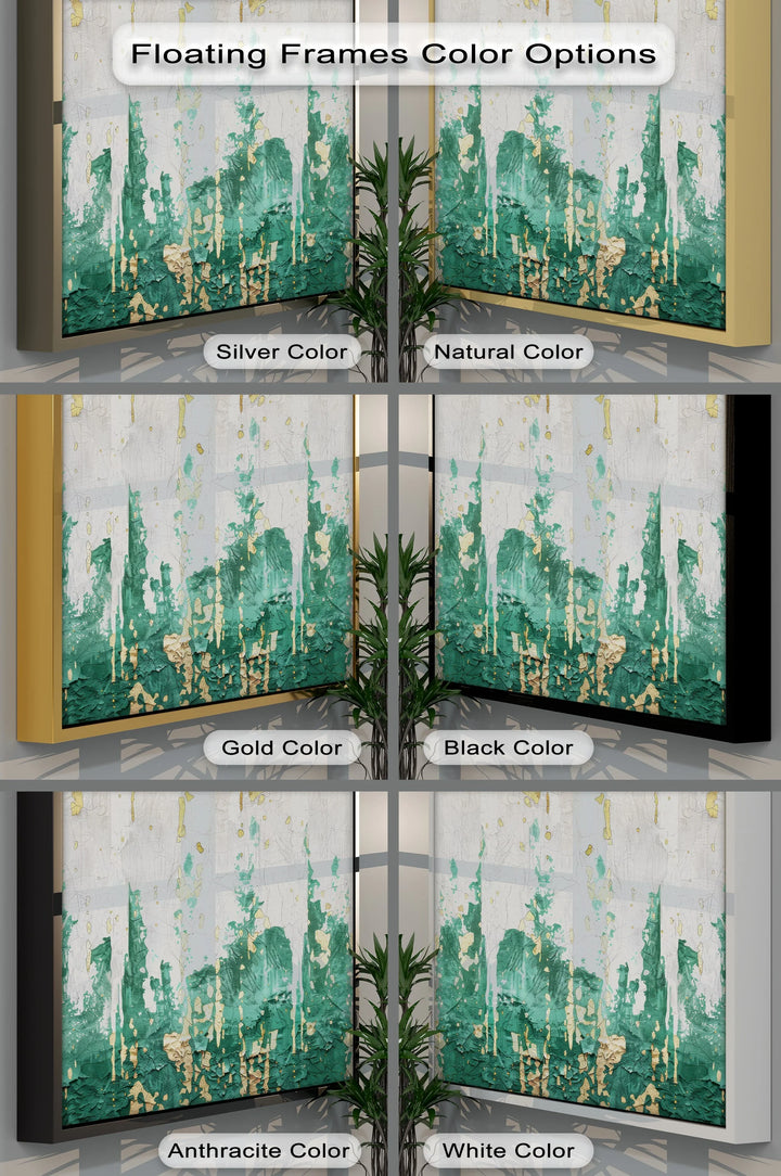 Emerald Fragmentation – Abstract Green and Gold Canvas Print - MyPhotoStation