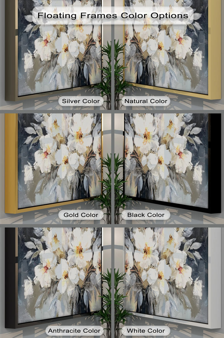 Ivory Petals in Shadow – Textured Floral Canvas Print - MyPhotoStation