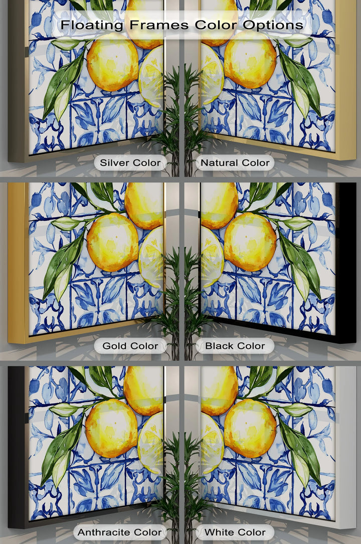 Mediterranean Lemons & Blue Tile Art – Kitchen Canvas Print - MyPhotoStation