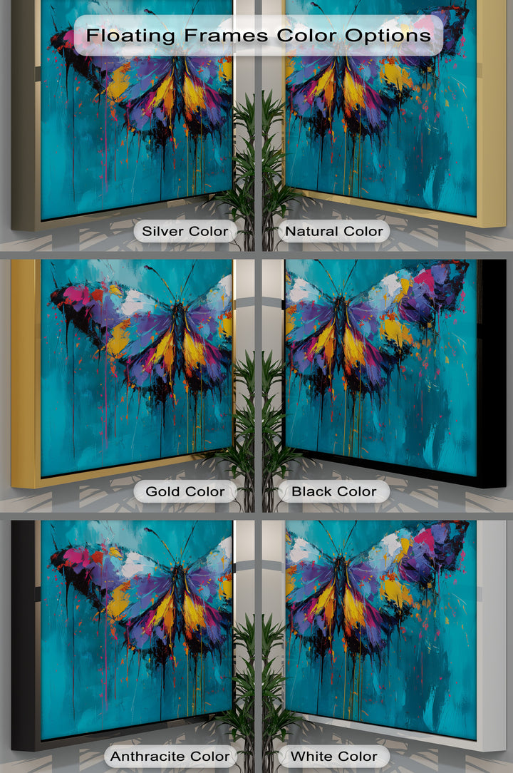 Vibrant Wings – Colorful Butterfly on Teal Abstract Canvas Print
