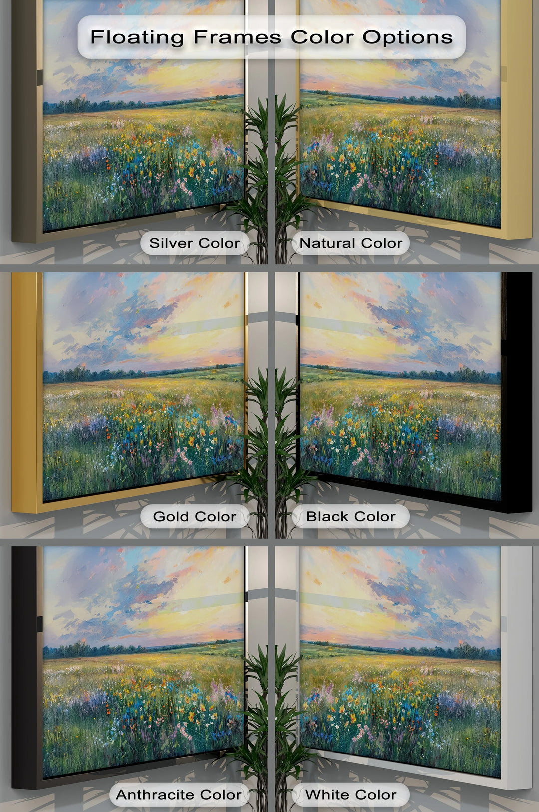 Sunset Over Wildflower Meadow - Landscape Canvas Print