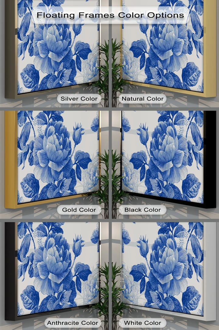 Botanical Blue Rose Garden – Vintage Floral Canvas Print - MyPhotoStation