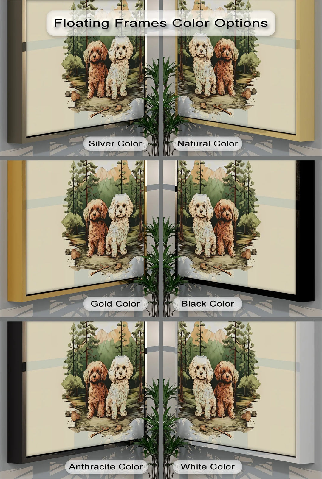 Wilderness Companions – Two Puppies in Forest Mountain Scene Canvas Print - MyPhotoStation