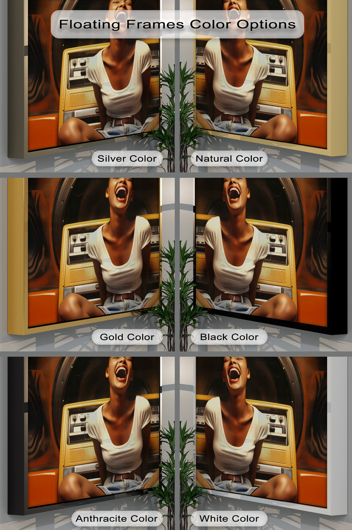 Stereo Laugh – Retro Jukebox Joy Canvas Print