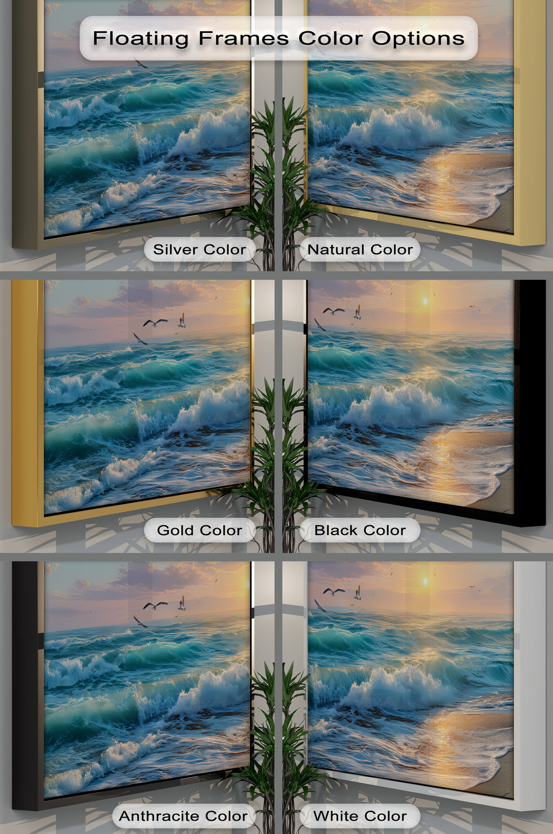 Seagulls Over a Sunset Beach - Canvas Print