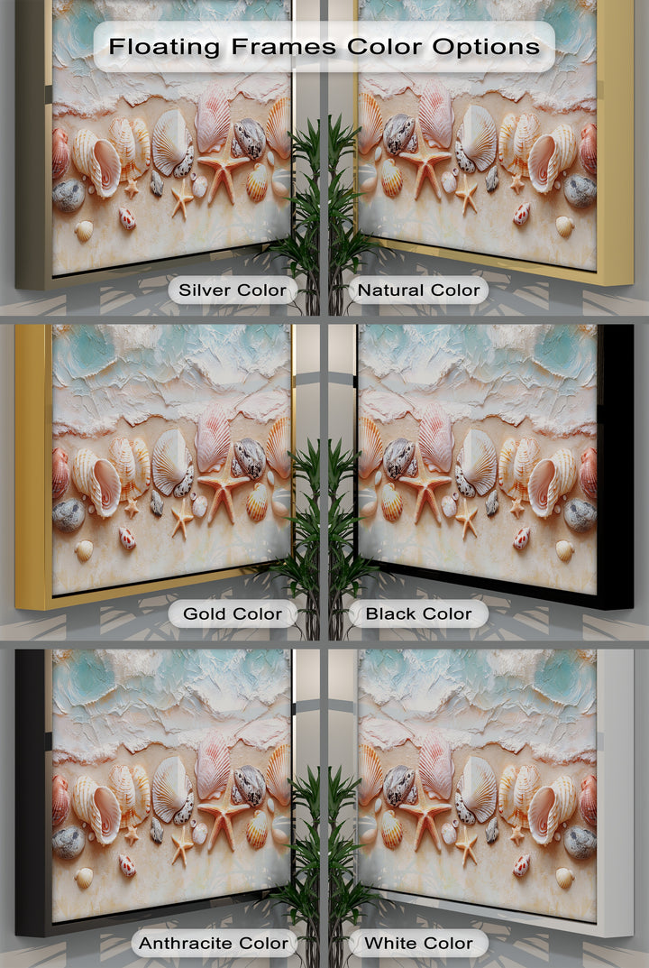 Seashell Shoreline Display – Coastal Canvas Prints
