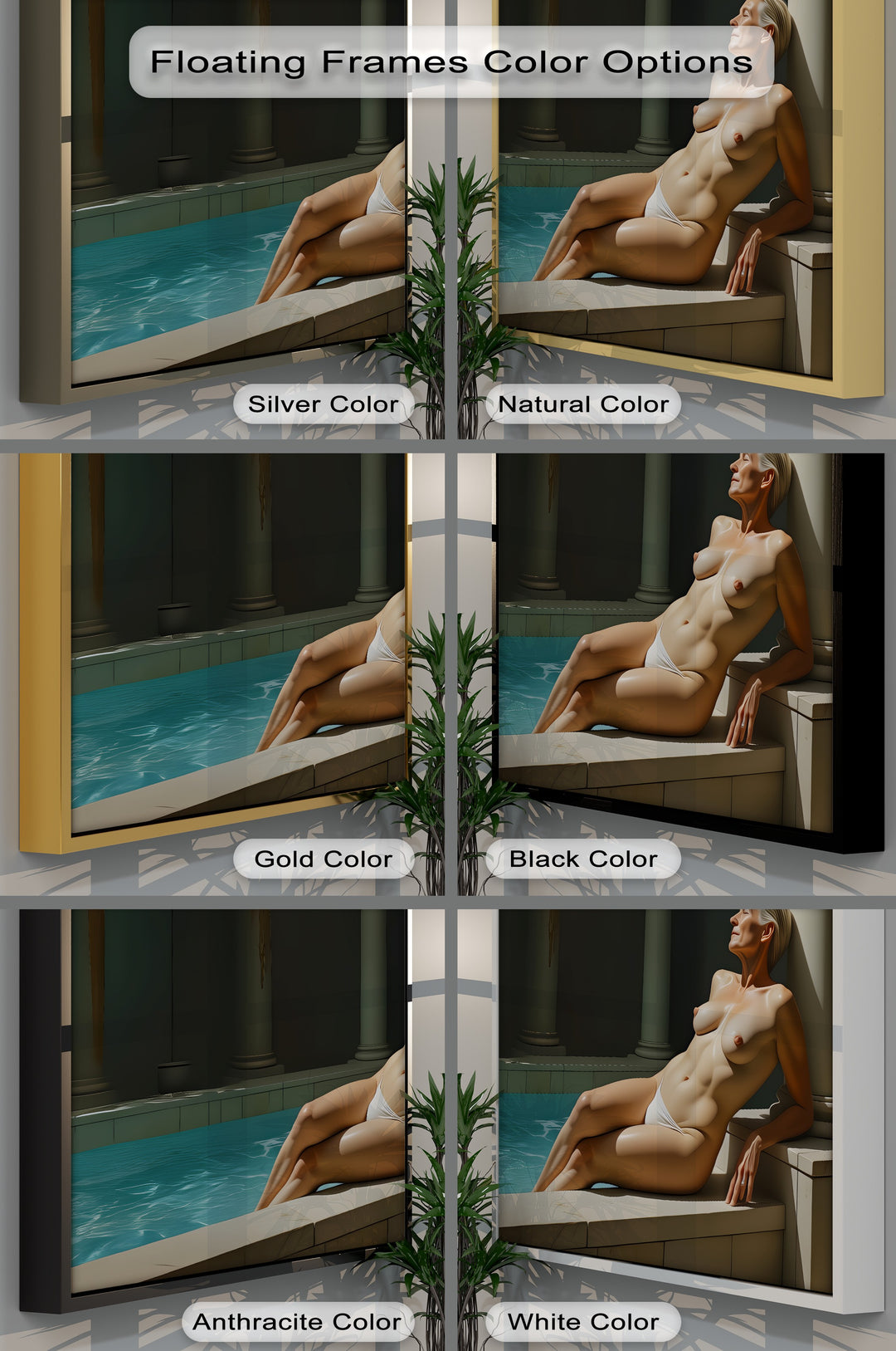 Mature Nude Poolside - Erotic Canvas Wall Art | Sexy Art