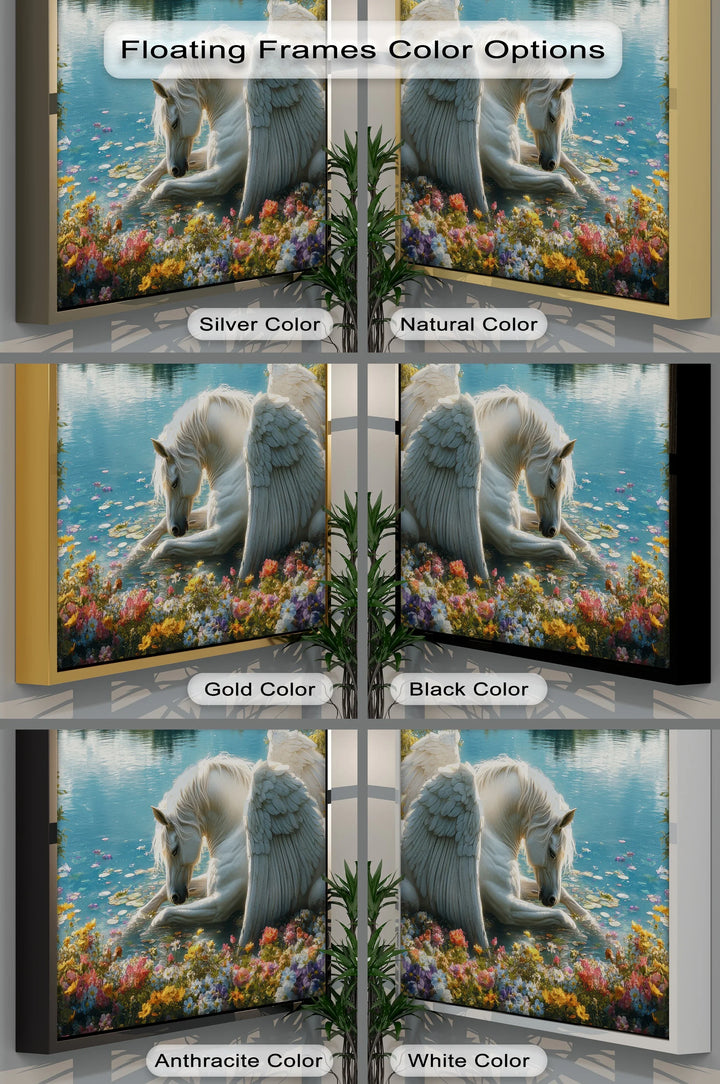Serene Winged Unicorn by the Water – Fantasy Animal Canvas Print - MyPhotoStation