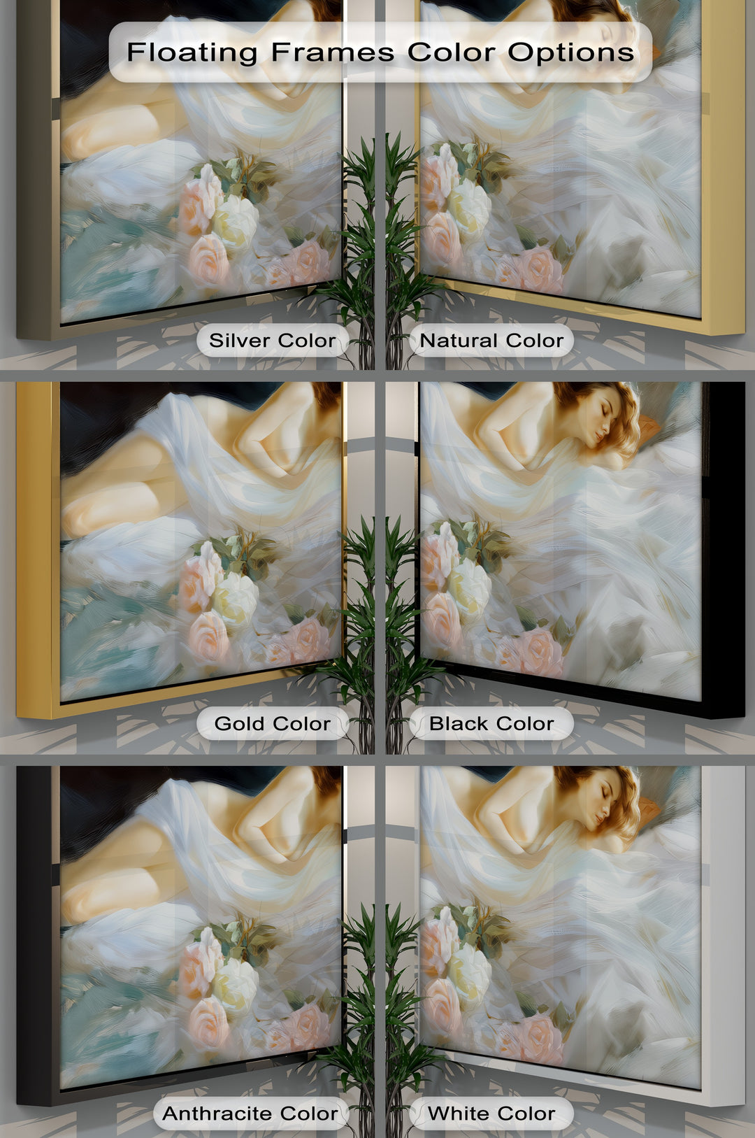 Petal Slumber – Framed Canvas Wall Art | Romantic Nude Canvas Print