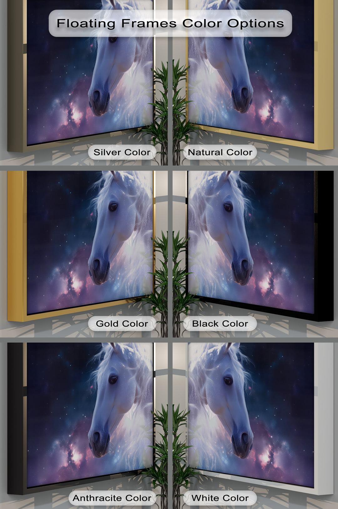 Starlit Grace – Celestial White Horse Portrait Canvas Print
