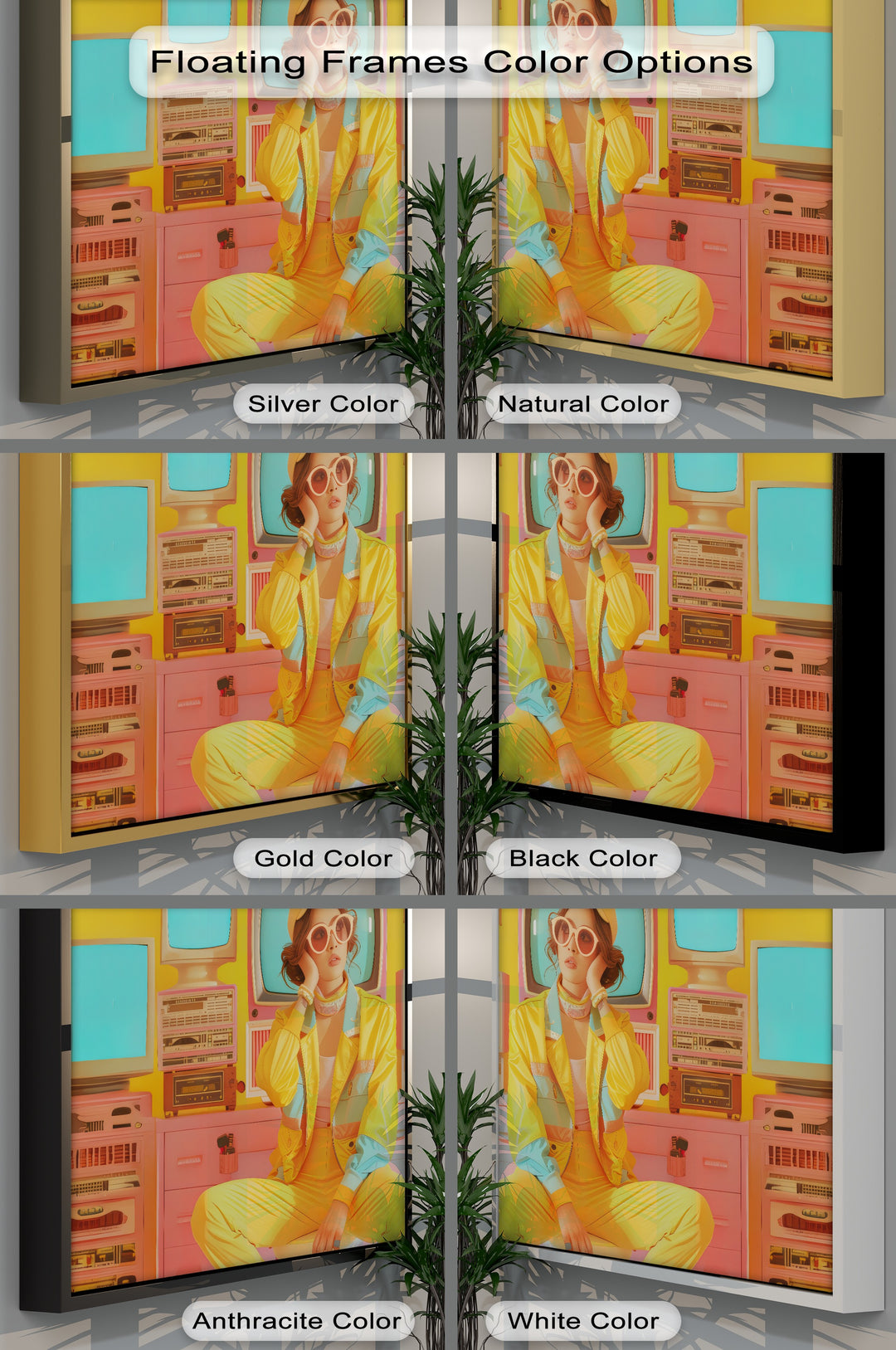 Neon Daydream – Retro Girl with Vintage Tech Canvas Print