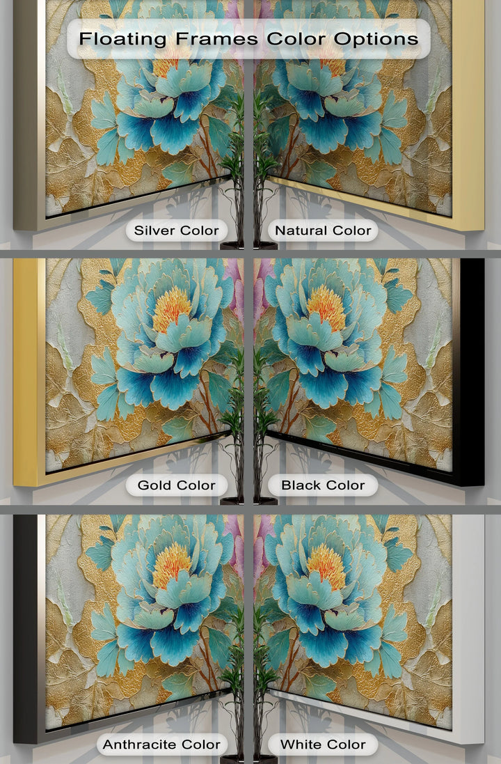 Radiant Peony Elegance – Gold-Embellished Floral Canvas Print - MyPhotoStation