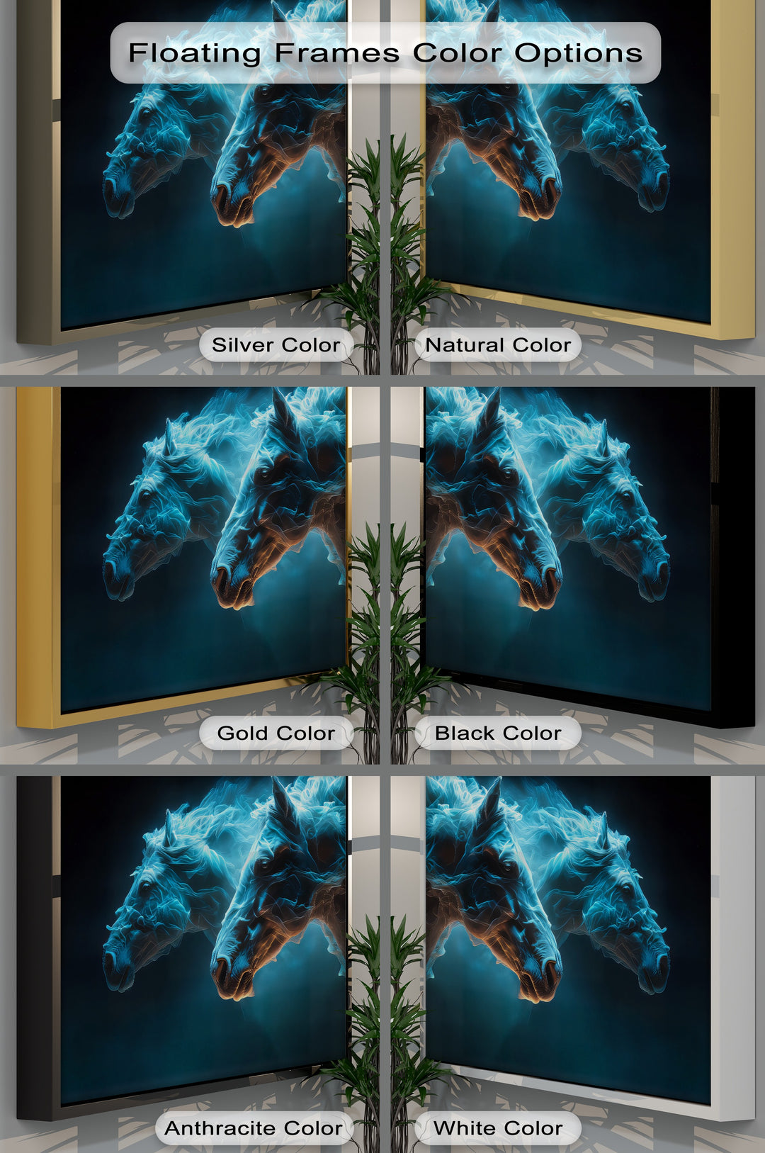 Electric Spirits – Glowing Horse Duo Abstract Canvas Print