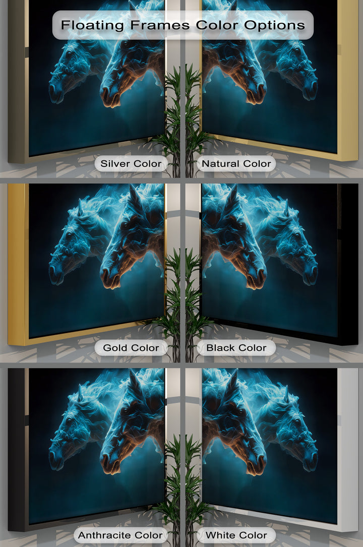 Electric Spirits – Glowing Horse Duo Abstract Canvas Print