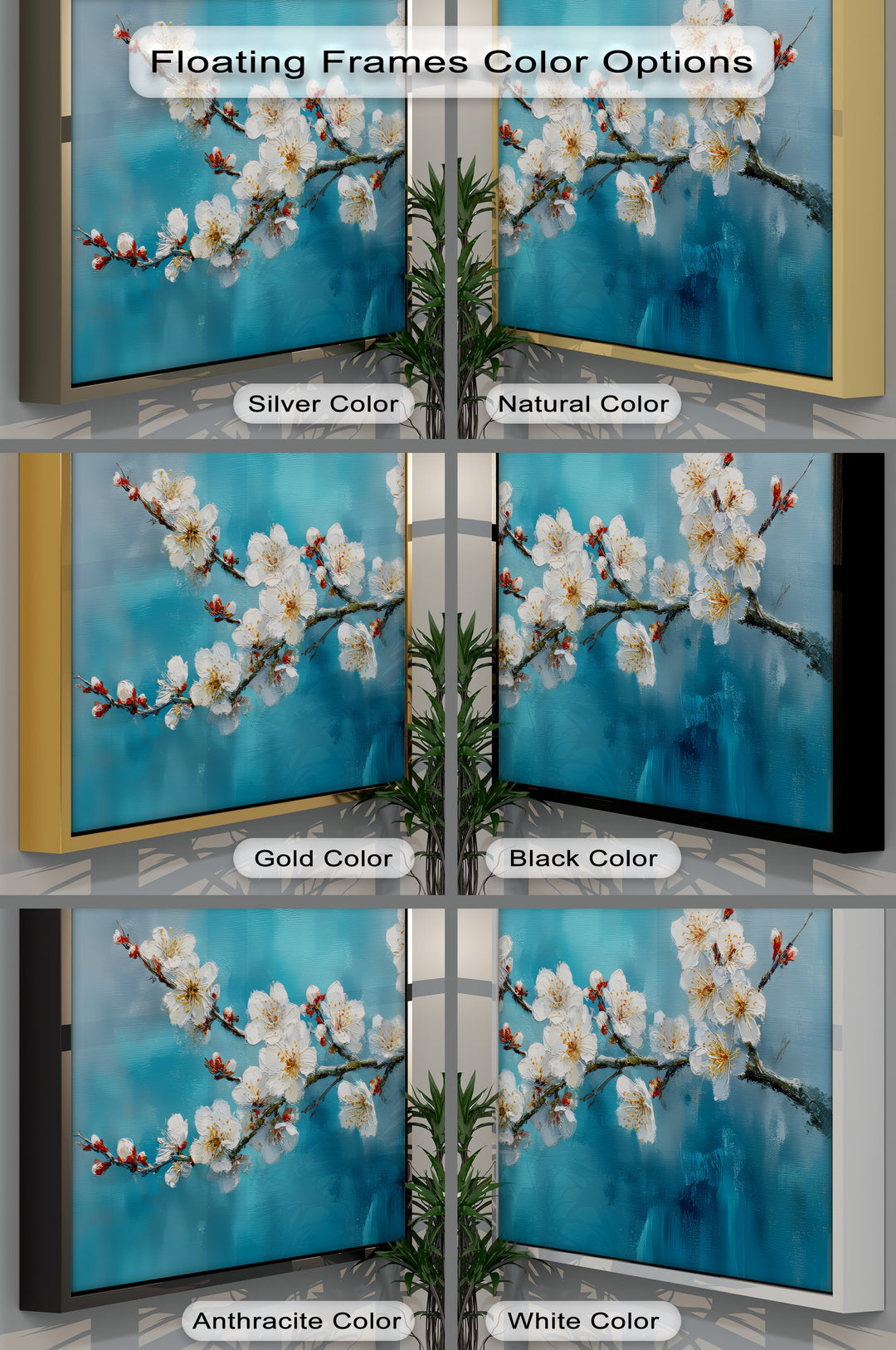 Blossom Serenity – White Cherry Blooms on Blue Canvas Print