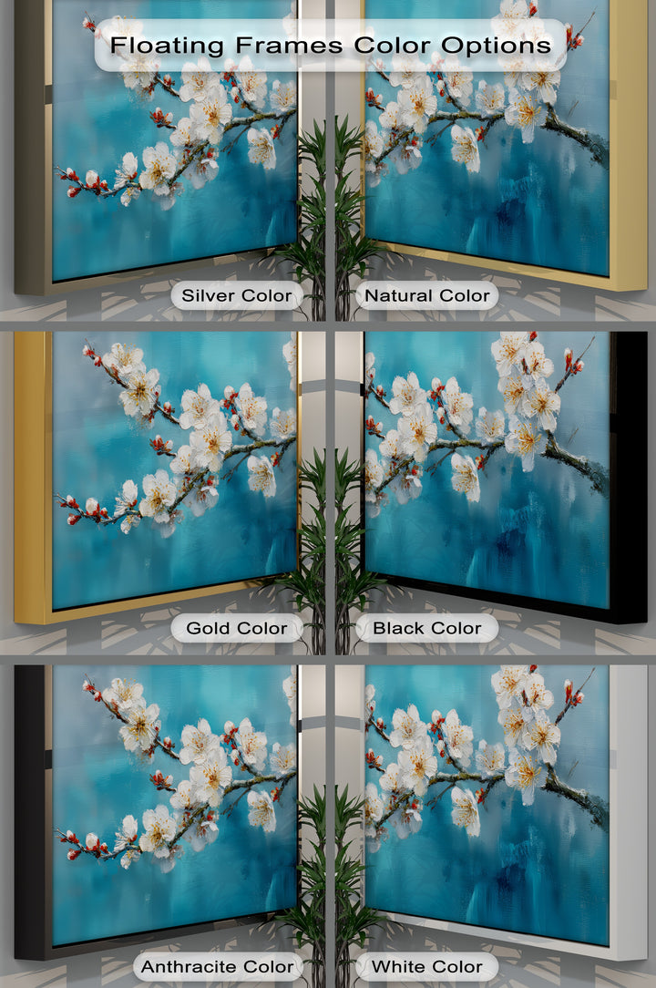Blossom Serenity – White Cherry Blooms on Blue Canvas Print