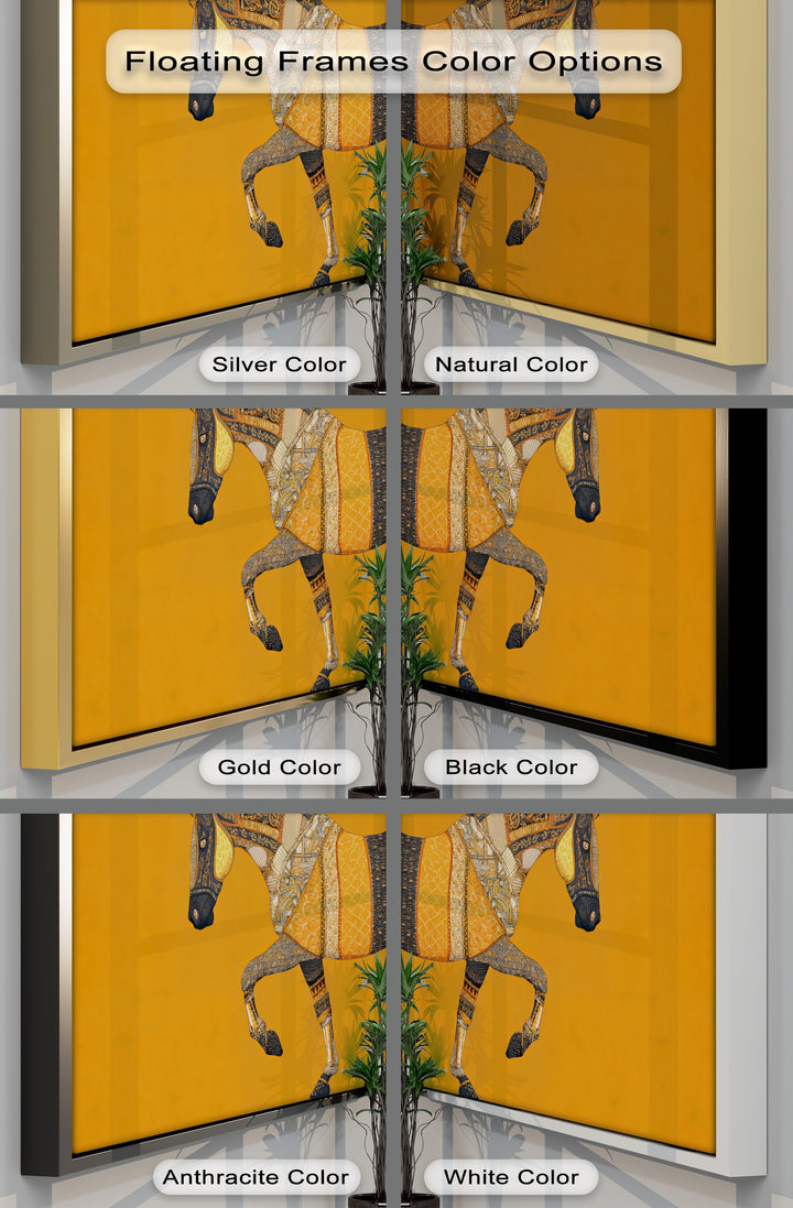 Golden Tapestry Horse – Bohemian Patchwork Canvas Print
