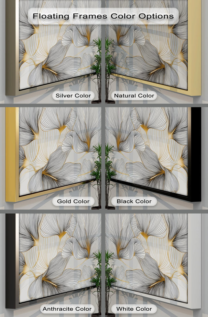 Golden Contour Bloom – Modern Line Art Floral Canvas Print - MyPhotoStation
