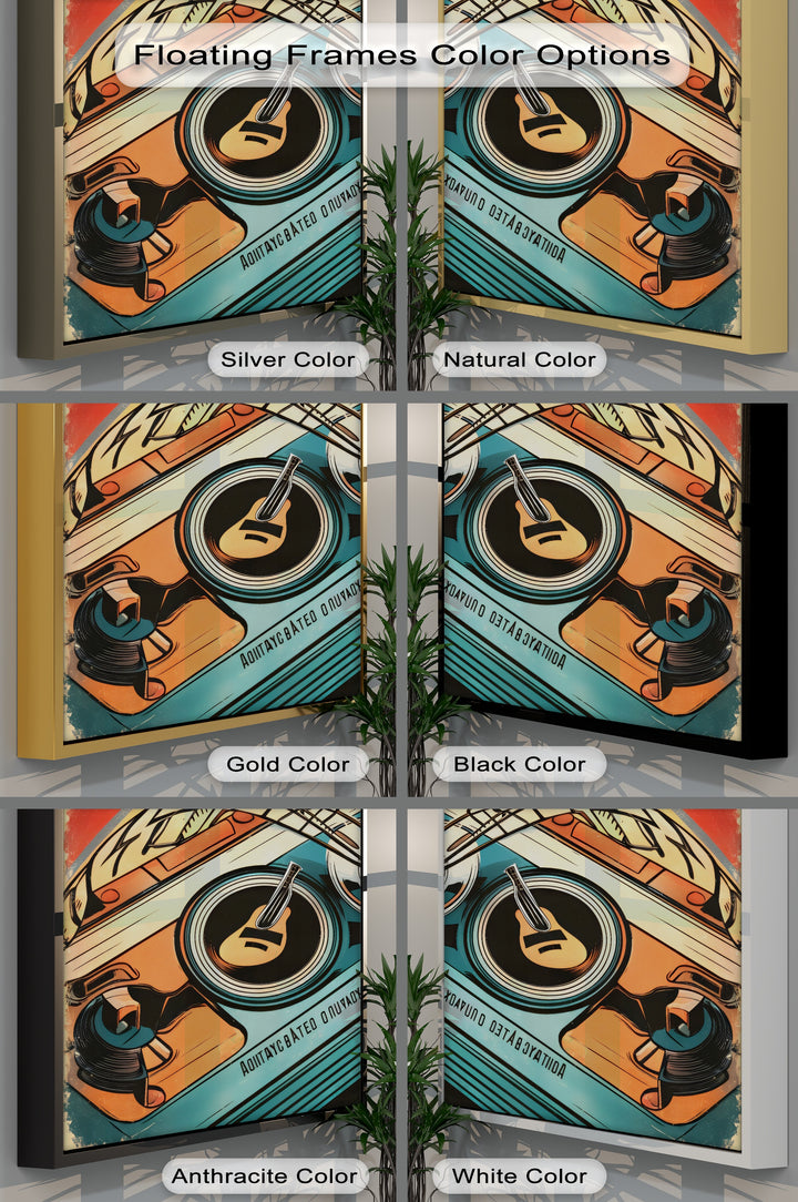 Spin & Strings – Retro Turntable with Guitar Detail Canvas Print