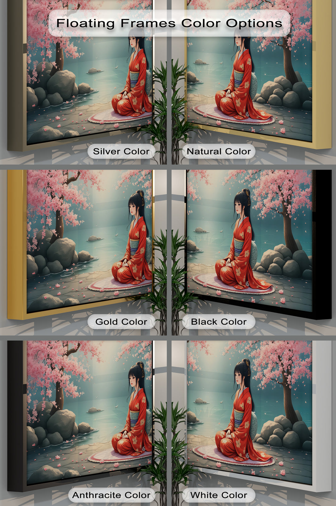 Cherry Blossom Serenity – Japanese Geisha Kimono Canvas Wall Art | Canvas Art