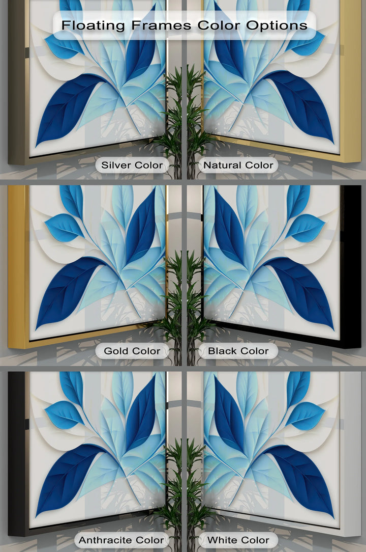 Blue Botanical Harmony – Minimalist Leaf Pattern Canvas Print - MyPhotoStation