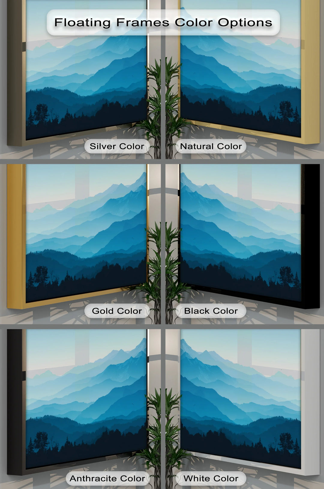 Tranquil Blue Horizons – Layered Mountain Landscape Canvas Print - MyPhotoStation