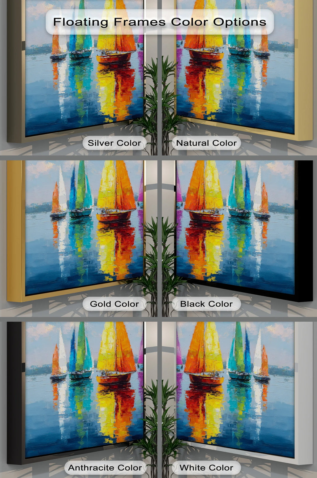 Colorful Sailboats on Water – Vibrant Nautical Canvas Print - MyPhotoStation